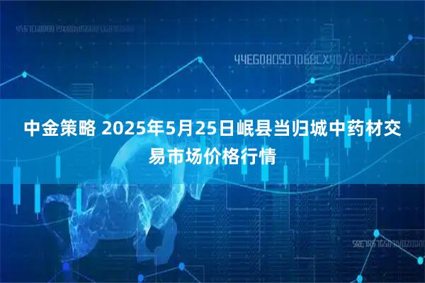 中金策略 2025年5月25日岷县当归城中药材交易市场价格行情