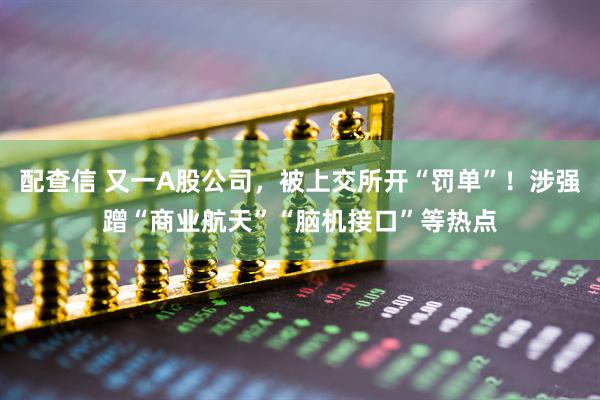 配查信 又一A股公司，被上交所开“罚单”！涉强蹭“商业航天”“脑机接口”等热点